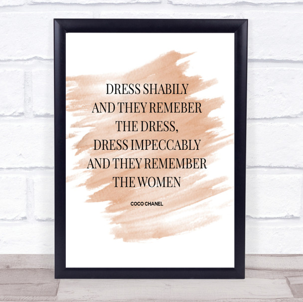 Coco Chanel Dress Quote Print Watercolour Wall Art