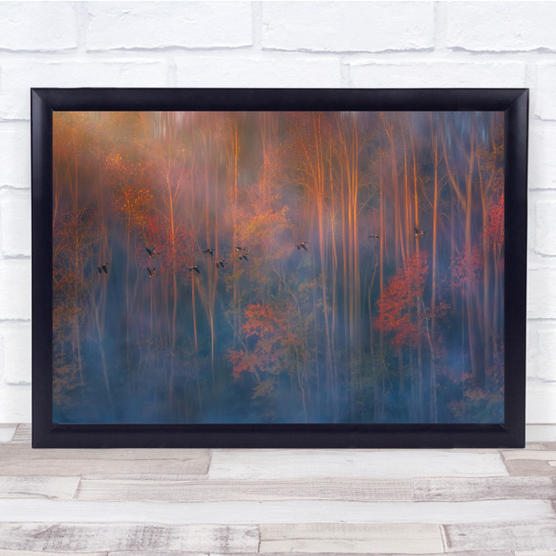 Landscape Autumn Trees Migration Foggy Wall Art Print