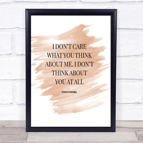 Coco Chanel I Don't Care What You Think Quote Poster Print