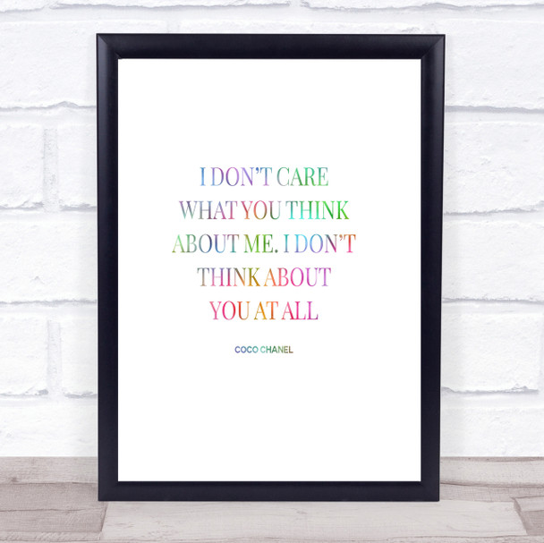 Coco Chanel I Don't Care What You Think Rainbow Quote Print Coco Chanel I Don't Care What You Think Rainbow Quote Print