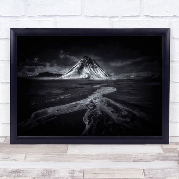 Dark Hill Mountains Iceland Landscape Wall Art Print