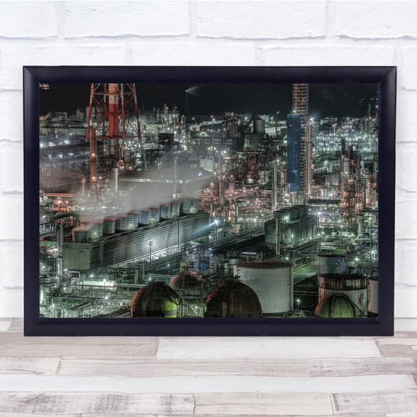 Integrated Circuit City Night Factory Wall Art Print