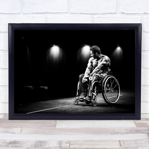 Never Give Up Man in wheelchair stage Wall Art Print