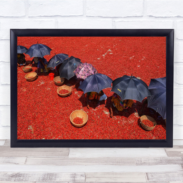 Panoramic Red Umbrella Baskets - Copy Wall Art Print