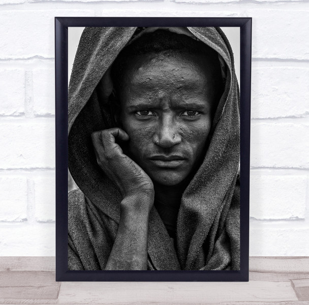 African man head robe stare up close Wall Art Print