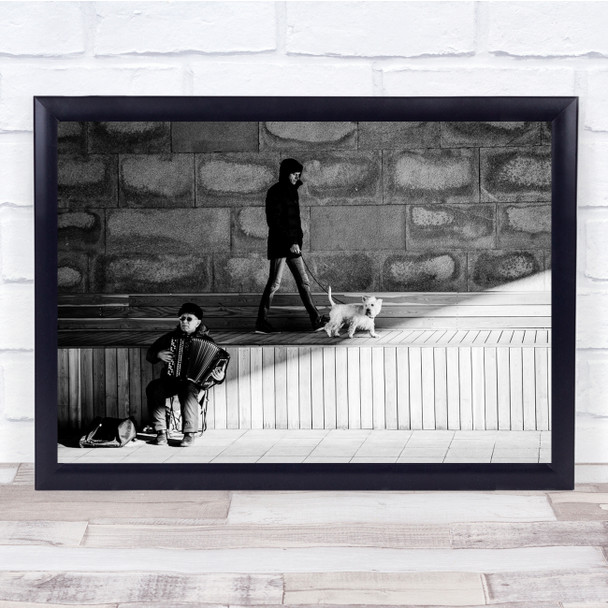 People playing accordion playing Dog Wall Art Print