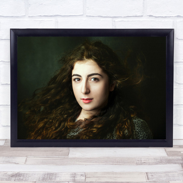 Woman Portrait brown eyes brown hair Wall Art Print