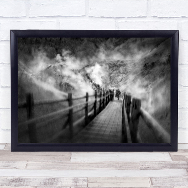 Black and white Blur Walking bridge Wall Art Print