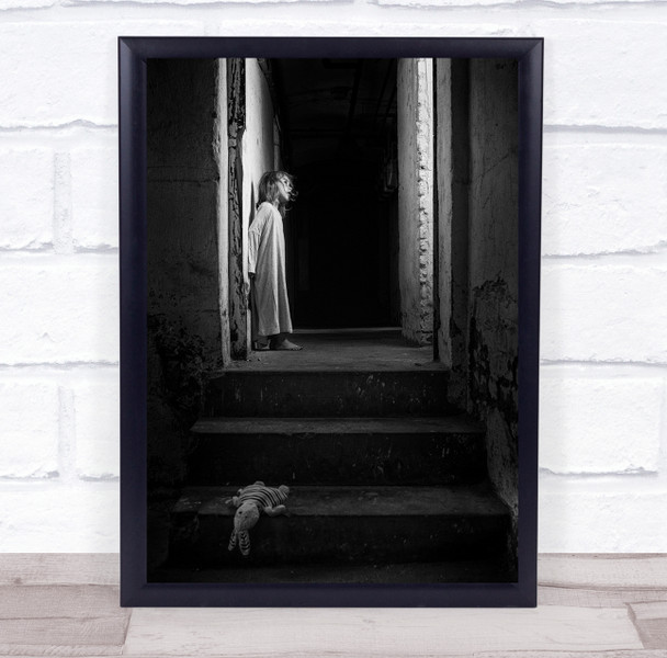 Child Basement Fear Lost toy stairs Wall Art Print