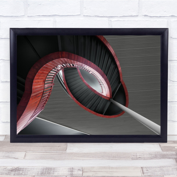 spiral staircase abstract red black Wall Art Print