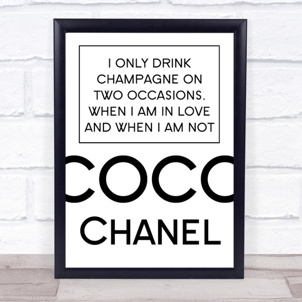 Coco Chanel Drink Champagne Quote Wall Art Print