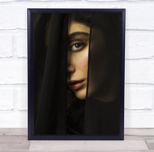 Elahe woman eye through veil stare Wall Art Print