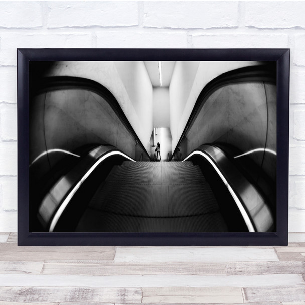 Escalator close up black and white Wall Art Print