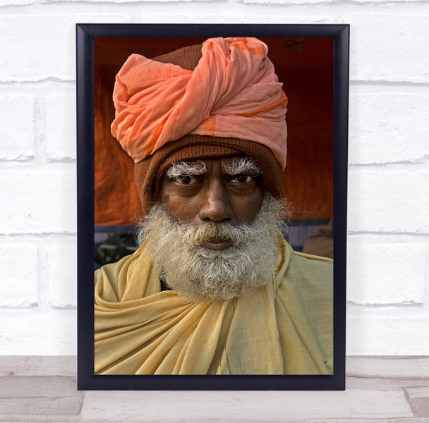 Old Eyes man with beard and turban Wall Art Print