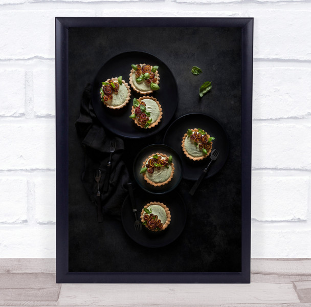 Basil And Plum Roses food dessert Wall Art Print