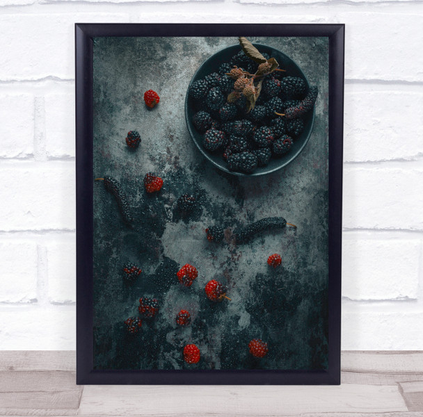 Black Strawberry fruit bowl dirty Wall Art Print