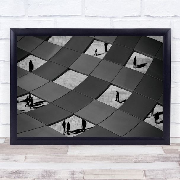 City Walk Patterns Squares People Wall Art Print