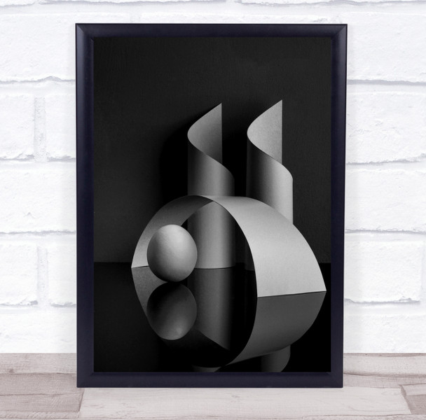 oval black and white swirl shapes Wall Art Print