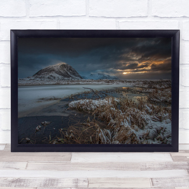 Stormy Sunset Mountains landscape Wall Art Print