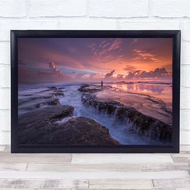 sunrise rocky sea scape rock pool Wall Art Print