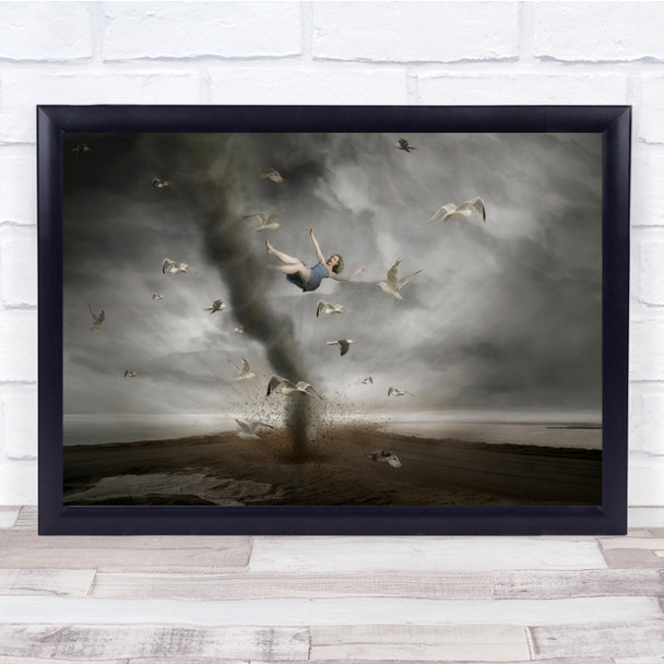 Tornado Women birds windy twister Wall Art Print