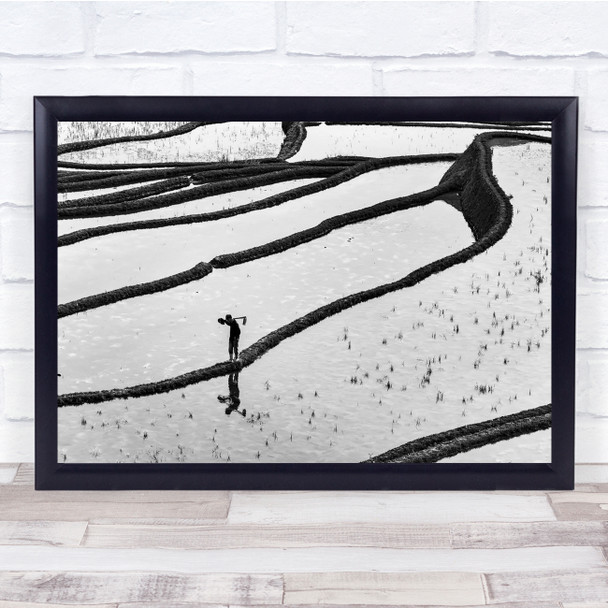 Black White Water Plants Flooded Wall Art Print