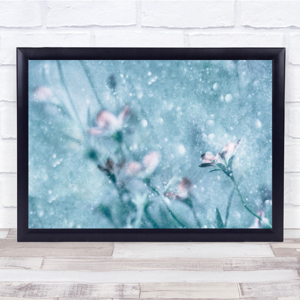 droplets blue pink floral nature Wall Art Print