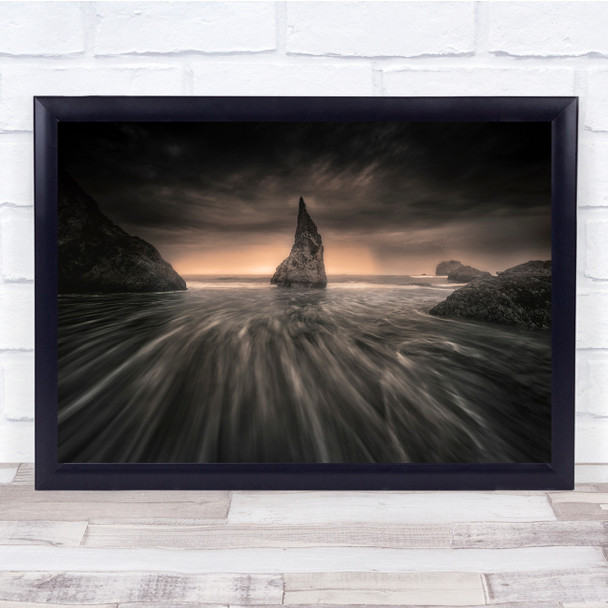 Landscape Beach Shore Coast Dark Wall Art Print