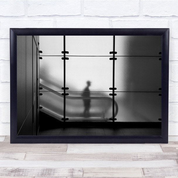 Man Elevator Windows Black White Wall Art Print