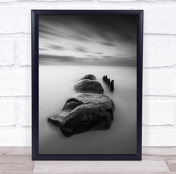 Three Black Stones sea landscape Wall Art Print