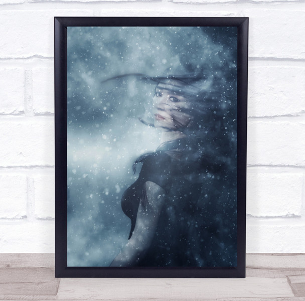 The Winter Girl snowflakes pose Wall Art Print