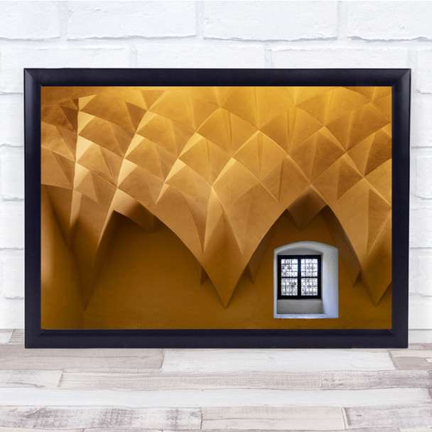 Window building triangle yellow Wall Art Print