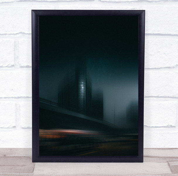 Blurry motion car and building Wall Art Print