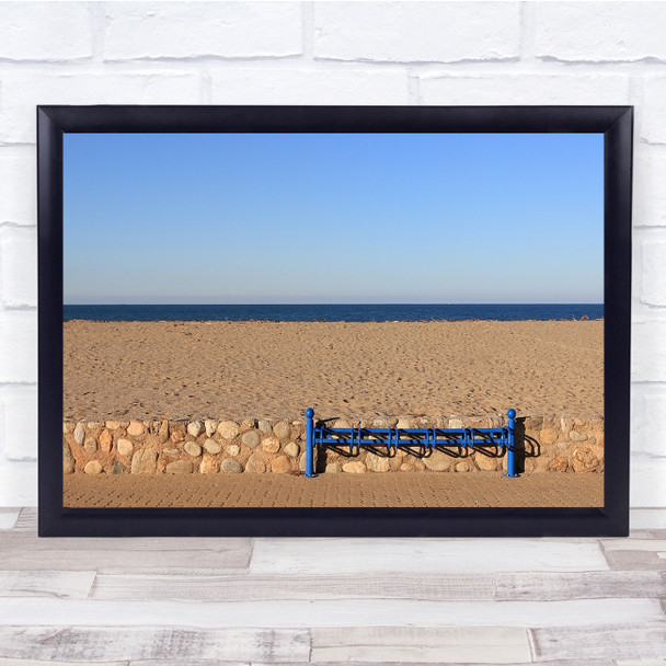 Deserted Beach sunny view blue Wall Art Print