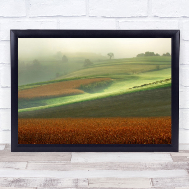 Dreamland Landscape Fog Fields Wall Art Print