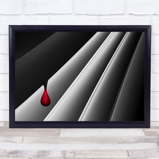 Paper Cut Red Droplet Abstract Wall Art Print