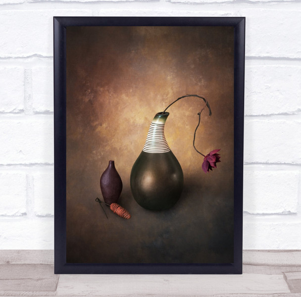 abstract vase withered flower Wall Art Print