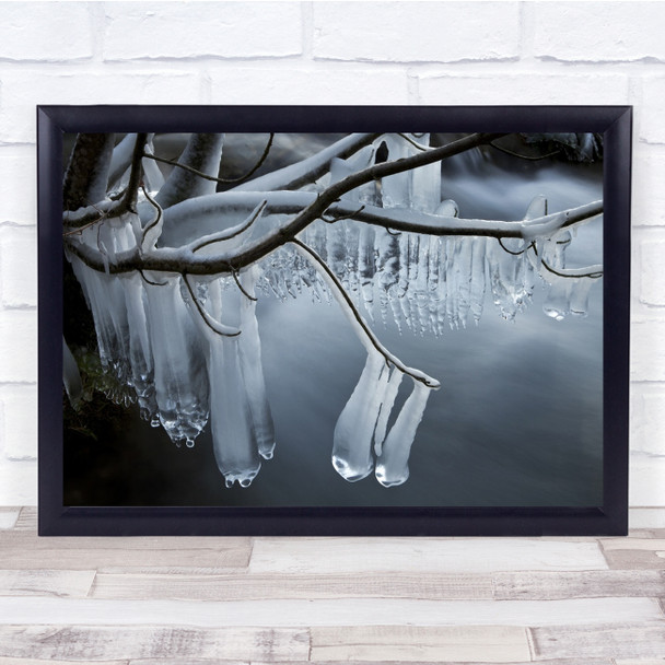 Bach Ice branches lake icicle Wall Art Print