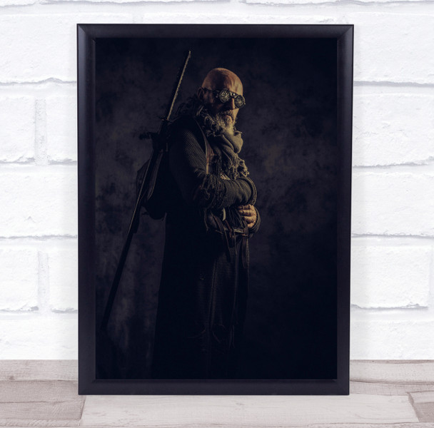 Blind Fury bald man with pole Wall Art Print