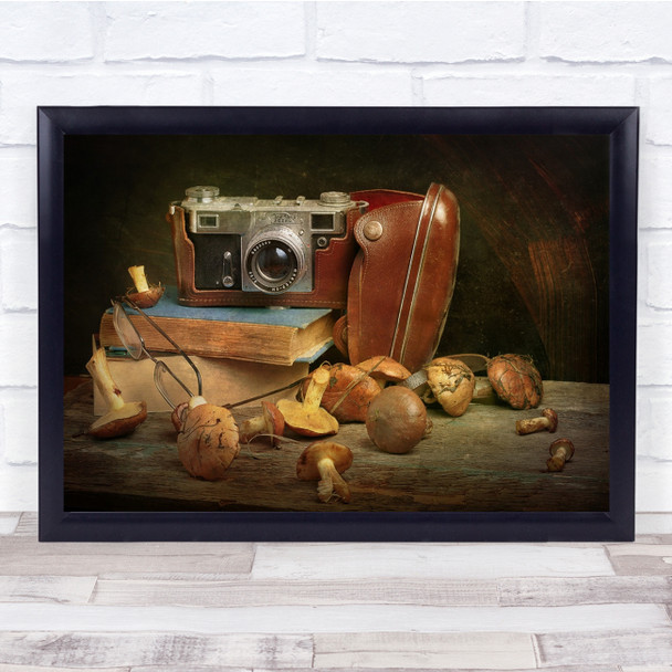 Mushrooms Polaroid Old Camera Wall Art Print