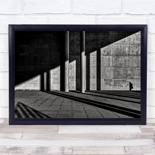 Shadow Man Brick Wall Pillars Wall Art Print