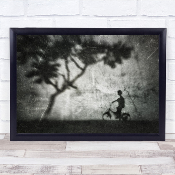 Tree shadow Kid on bike Eerie Wall Art Print