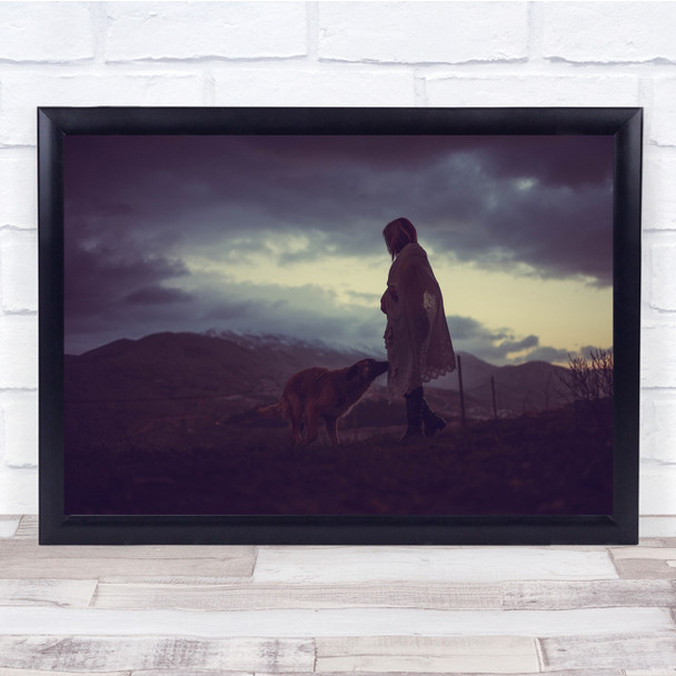 Ted Dog Women Walk landscape Wall Art Print