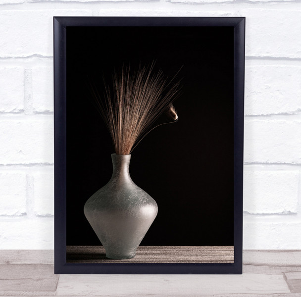 Vase Grass Wood Curve Silver Wall Art Print