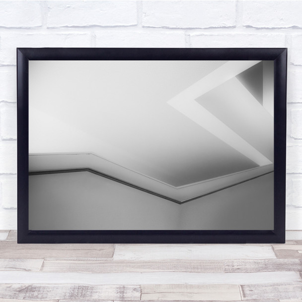 White abstract wonky lines Wall Art Print