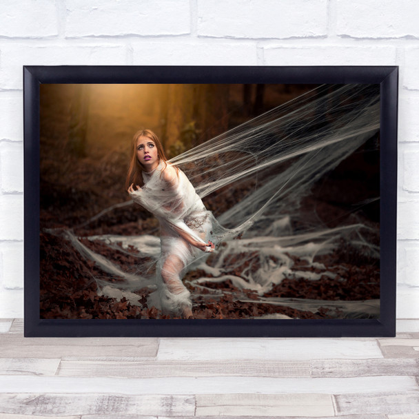 Web woman tangled forest Wall Art Print