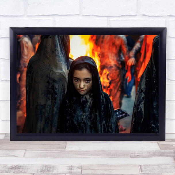 Fire Girl hooded people Wall Art Print