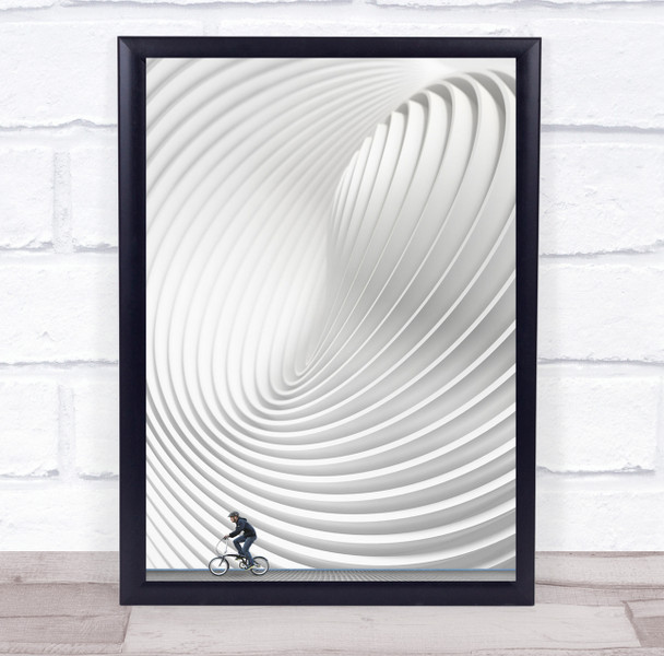 White curved wall bike Wall Art Print