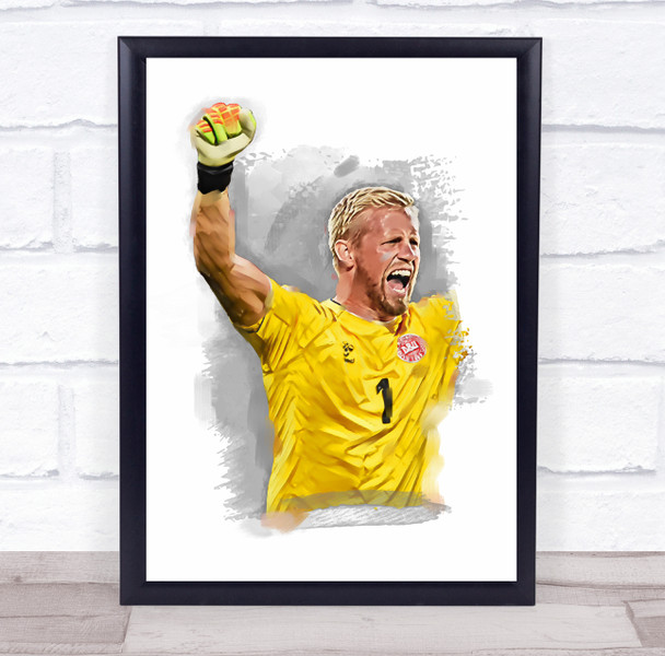 Footballer Kasper Schmeichel Denmark Football Player Watercolor Wall Art Print