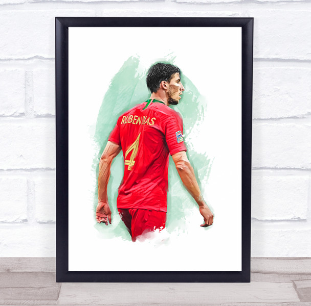 Footballer Ruben Dias Portugal Football Player Watercolor Wall Art Print